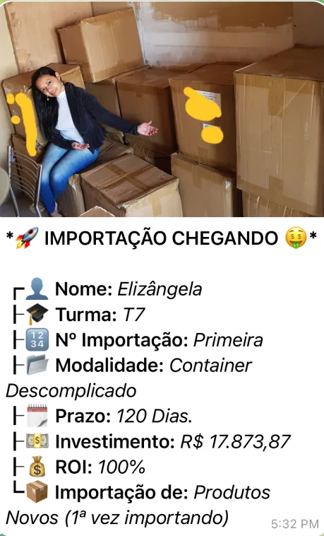 Print de importação via Container Descomplicado