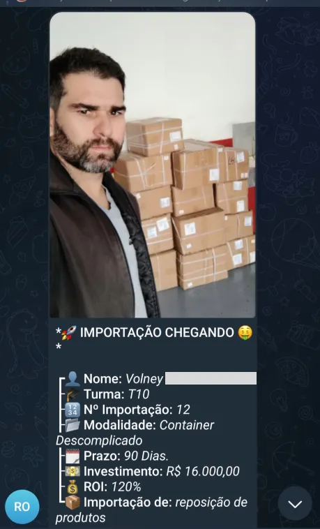 Print de importação via Container Descomplicado