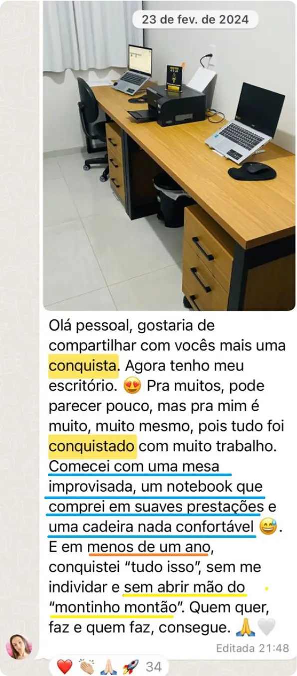 Print de conversa — resultado de aluno