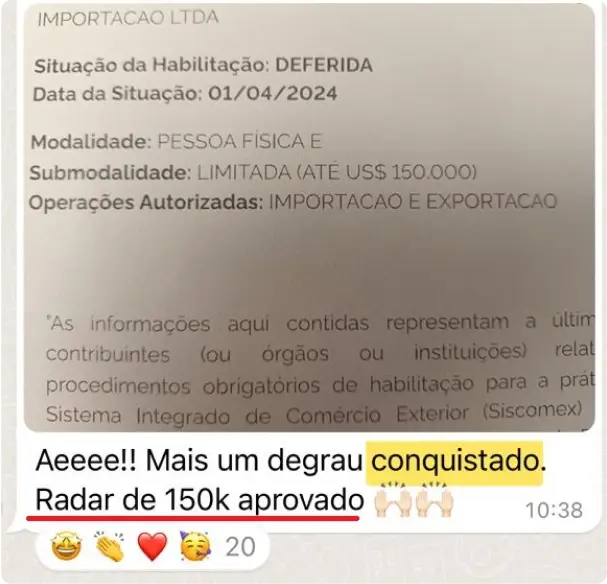 Print de conversa — resultado de aluno
