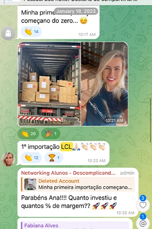 Print de importação LCL / Container Cheio de aluno