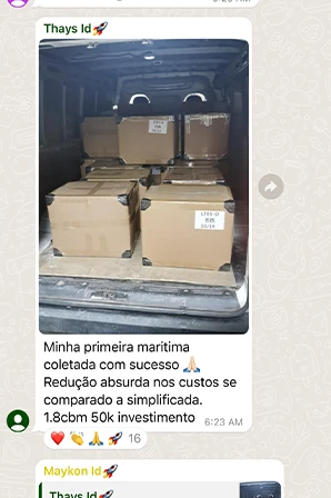 Print de importação LCL / Container Cheio de aluno