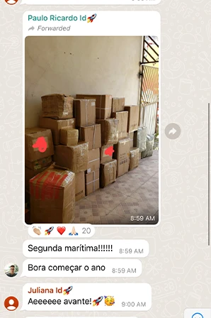 Print de importação LCL / Container Cheio de aluno