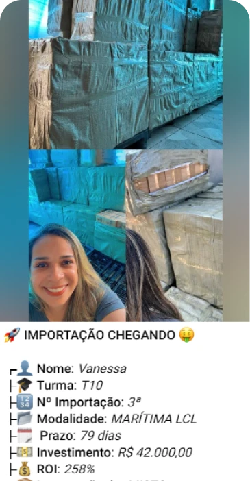 Print de importação LCL / Container Cheio de aluno
