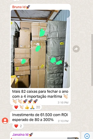Print de importação LCL / Container Cheio de aluno