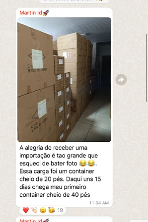 Print de importação LCL / Container Cheio de aluno
