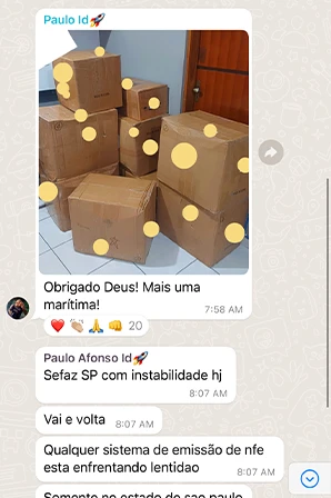 Print de importação LCL / Container Cheio de aluno