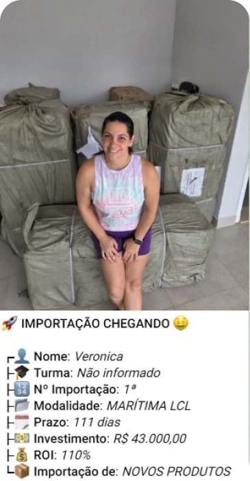 Print de importação LCL / Container Cheio de aluno