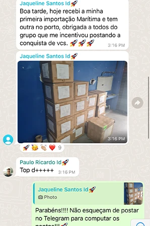 Print de importação LCL / Container Cheio de aluno