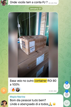 Print de importação LCL / Container Cheio de aluno