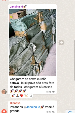 Print de importação LCL / Container Cheio de aluno