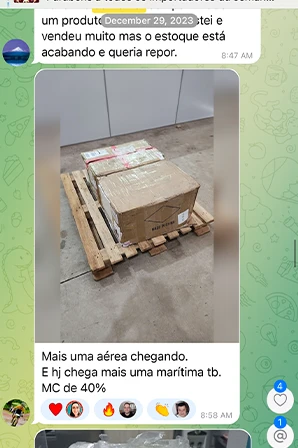 Print de importação LCL / Container Cheio de aluno