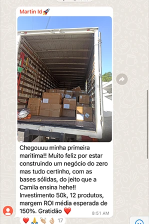Print de importação LCL / Container Cheio de aluno