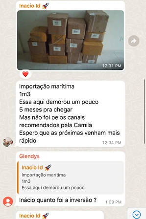 Print de importação LCL / Container Cheio de aluno
