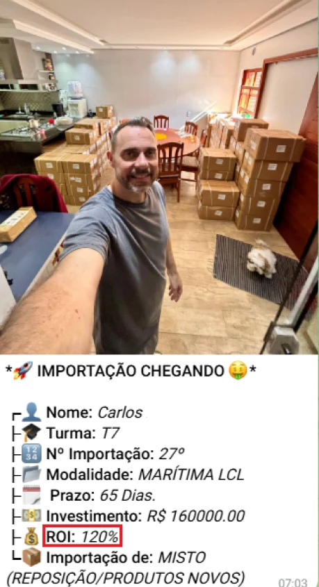 Print de importação LCL / Container Cheio de aluno