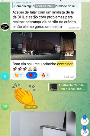 Print de importação LCL / Container Cheio de aluno