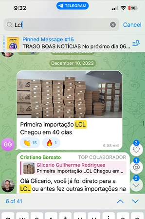 Print de importação LCL / Container Cheio de aluno