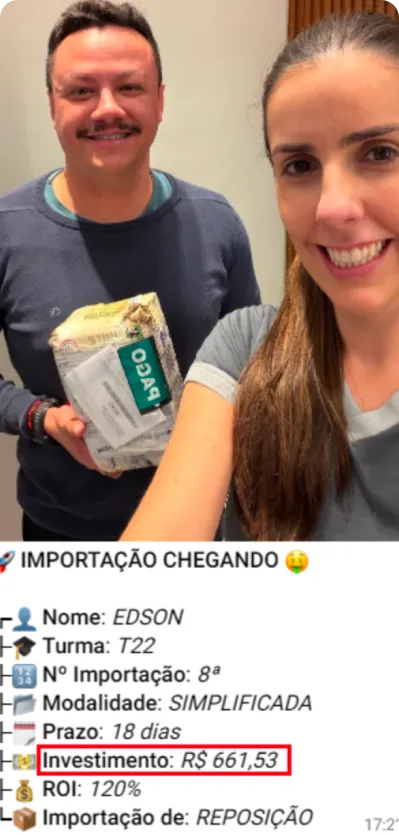 Print de importação de aluno do treinamento