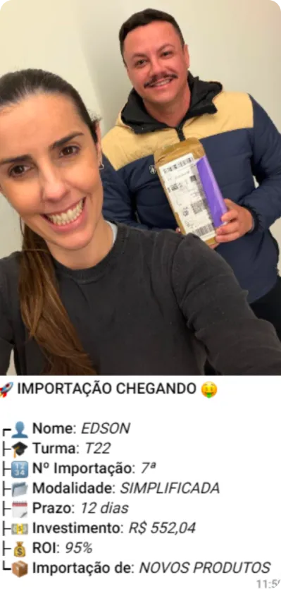 Print de importação de aluno do treinamento