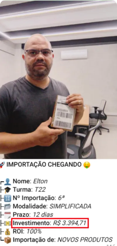 Print de importação de aluno do treinamento