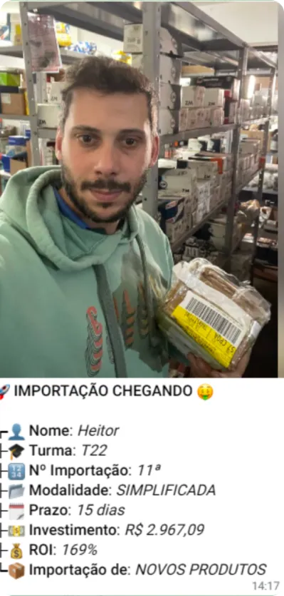 Print de importação de aluno do treinamento