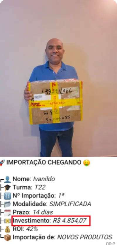 Print de importação de aluno do treinamento