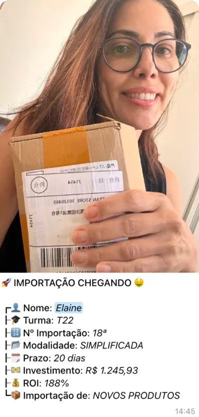 Print de importação de aluno do treinamento