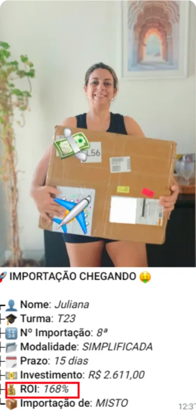 Print de importação de aluno do treinamento