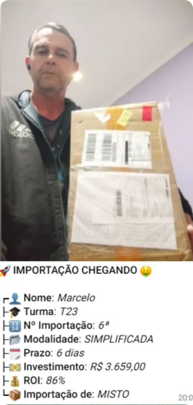 Print de importação de aluno do treinamento