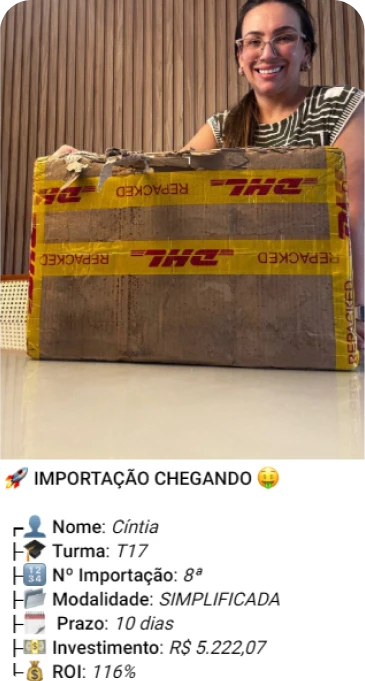 Print de importação de aluno do treinamento