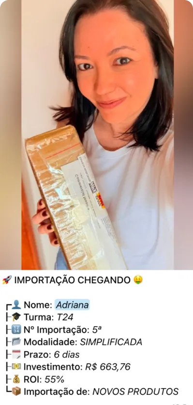 Print de importação de aluno do treinamento