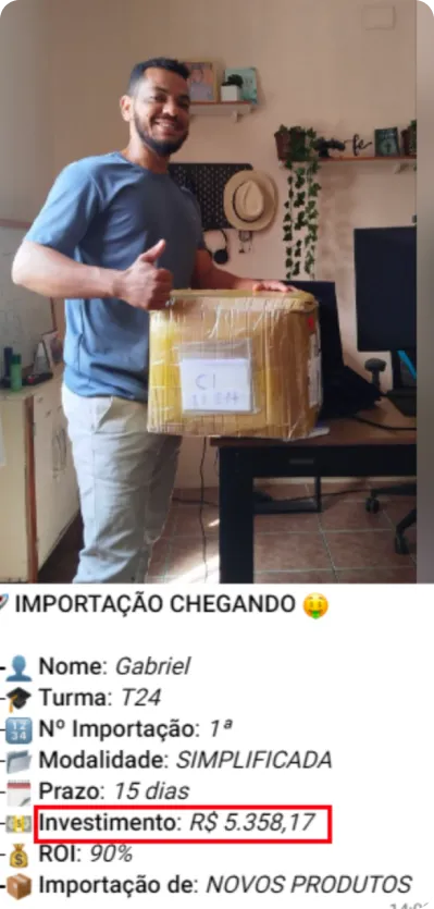 Print de importação de aluno do treinamento