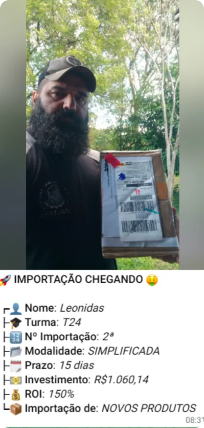 Print de importação de aluno do treinamento