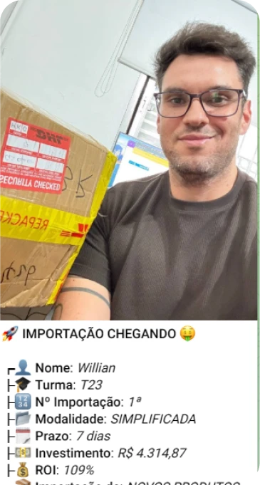Print de importação de aluno do treinamento