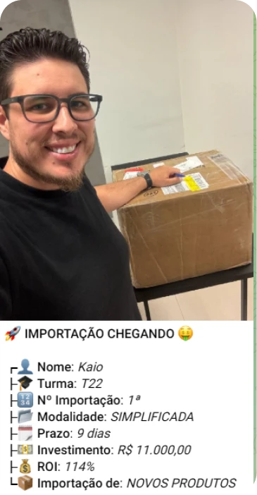 Print de importação de aluno do treinamento
