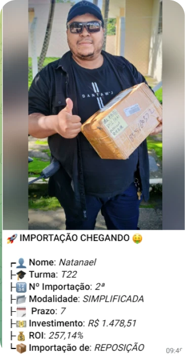 Print de importação de aluno do treinamento