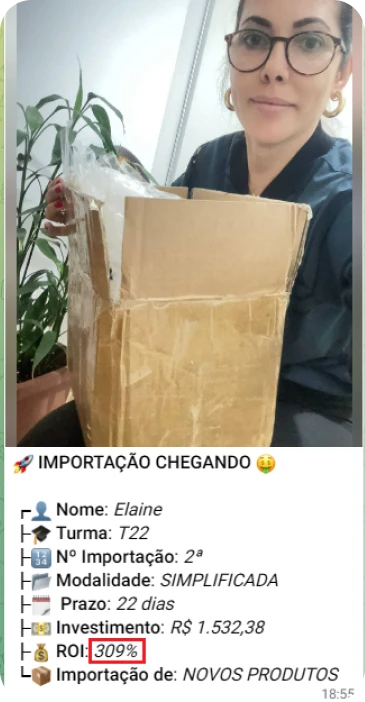 Print de importação de aluno do treinamento
