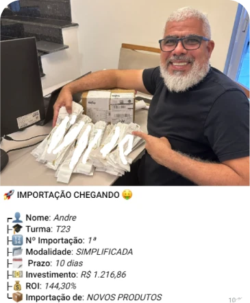 Print de importação de aluno do treinamento