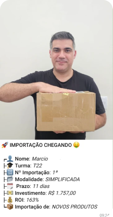 Print de importação de aluno do treinamento
