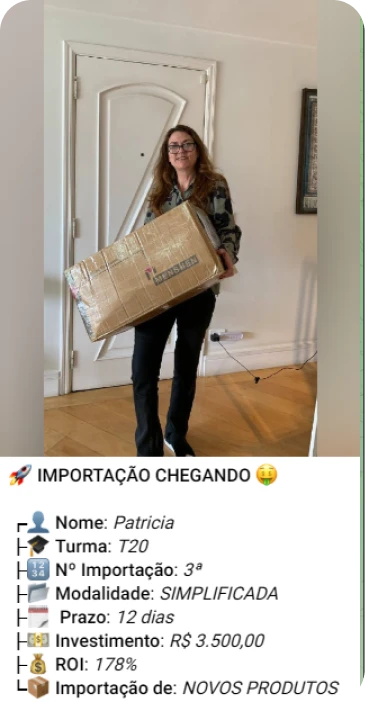Print de importação de aluno do treinamento