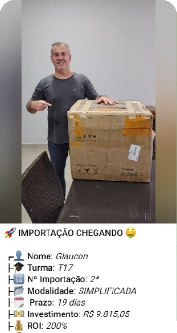 Print de importação de aluno do treinamento