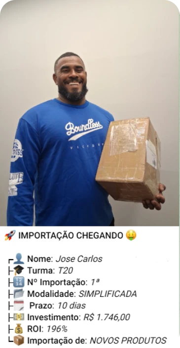 Print de importação de aluno do treinamento