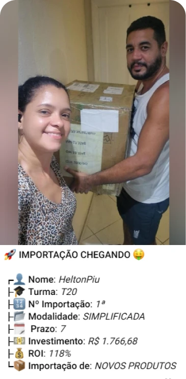 Print de importação de aluno do treinamento