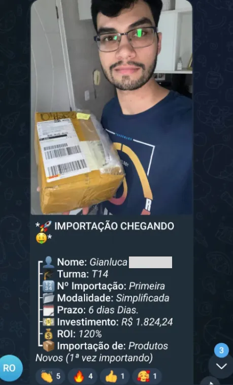 Print de importação de aluno do treinamento
