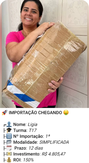 Print de importação de aluno do treinamento