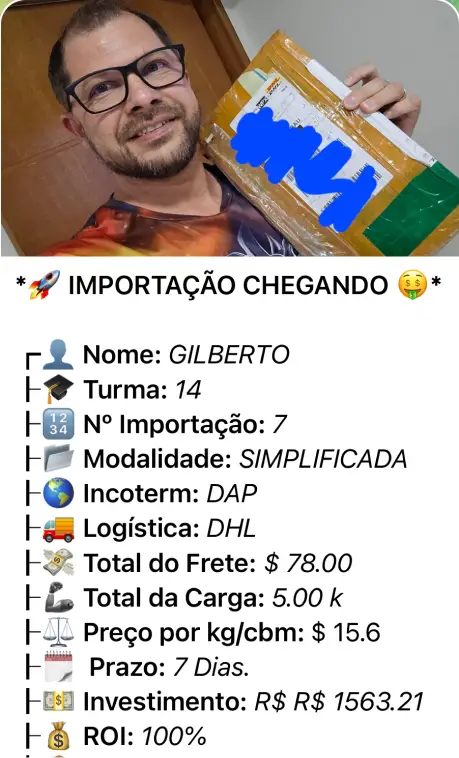 Print de importação de aluno do treinamento