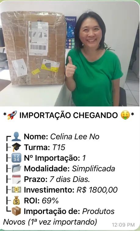 Print de importação de aluno do treinamento