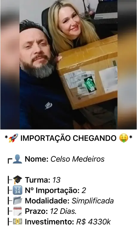 Print de importação de aluno do treinamento