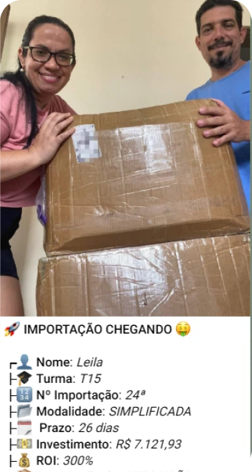 Print de importação de aluno do treinamento