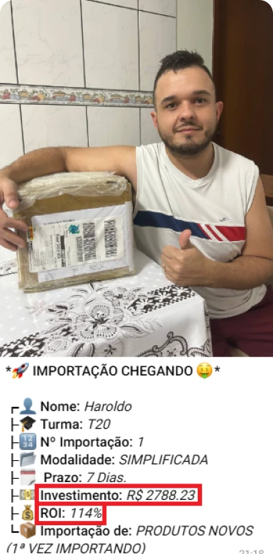 Print de importação de aluno do treinamento
